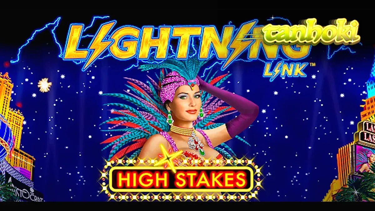 Tampilan visual mesin slot Lightning Link High Stakes dengan elemen kasino klasik.