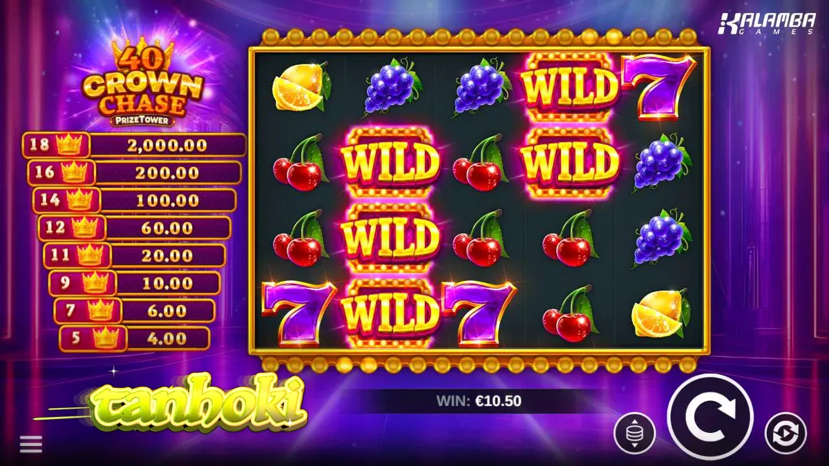 Tampilan visual slot 40 Crown Chase PrizeTower dengan tema kerajaan